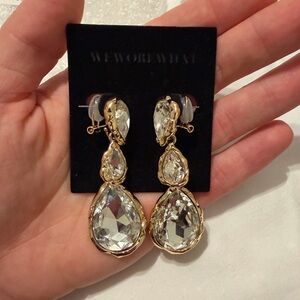 NWT WeWoreWhat Gold Multi Bezeled Crystal Pear Drop Earrings